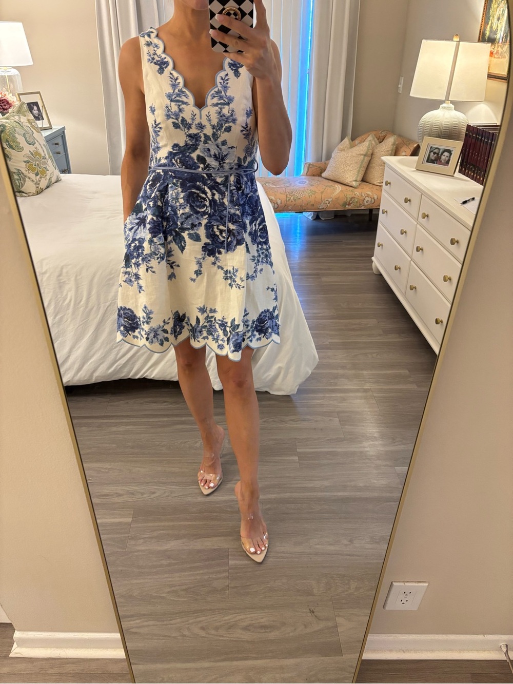 πΈ NWT ZIMMERMANN Aliane Scallop Mini Dress β Blue Floral πΈ - Picture 3 of 11